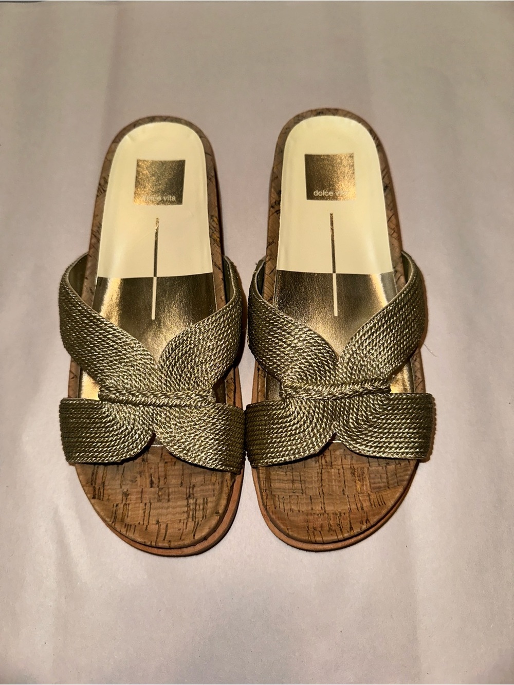 Dolce Vita Selda Gold Slip On Slide Sandals - Picture 2 of 5